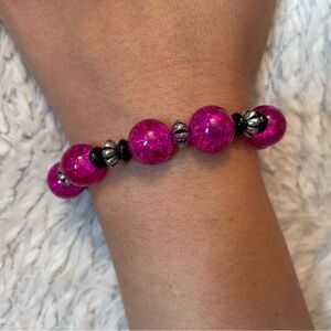 Handmade Magenta Beaded Bracelet 💖💕